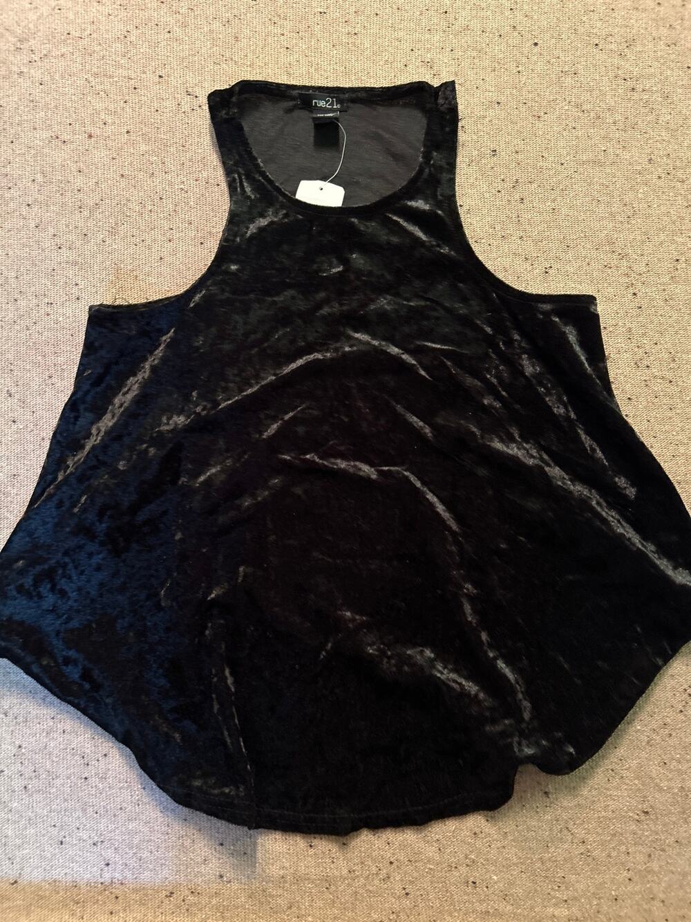 Black Crushed Velvet Swing Tank Top Small Y2K Style Renaissance Fairy Whimsygoth